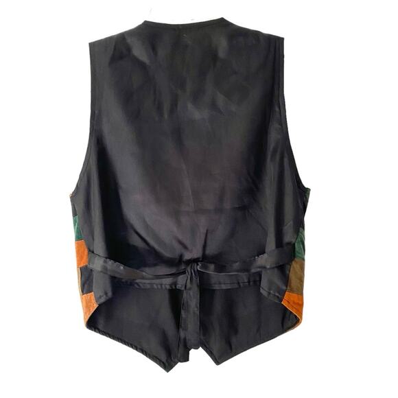 Union Khaki Vintage Suede Leather Patchwork Vest size small - Picture 5 of 6